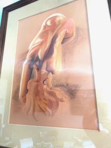 pastel représentant la danaïde endormie d'après Auguste Rodin dans la Porte des Enfers